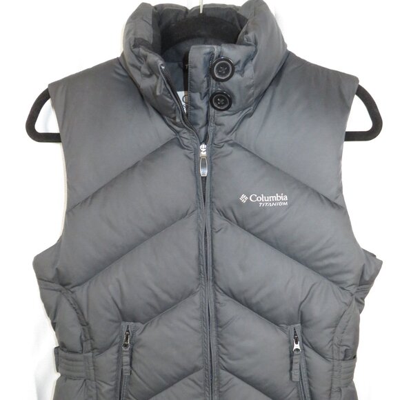 Columbia Titanium Down Puffer Omni-Shield Black Vest Womens Small 209 SL1059 - Picture 1 of 16
